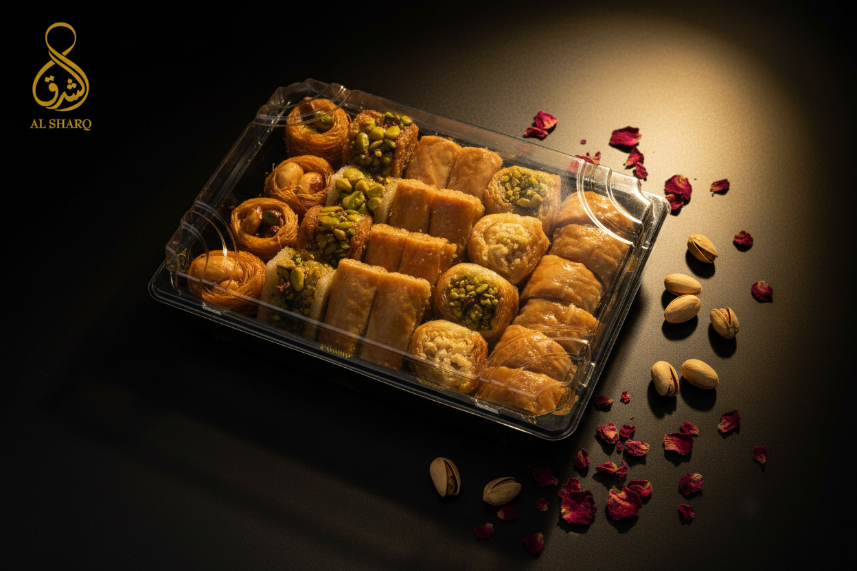 Sushi Box Baklava Mix – 45° Winkel mit Logo