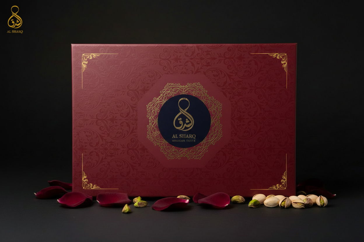 Rote Geschenkbox 1000g – Geschlossen mit Logo