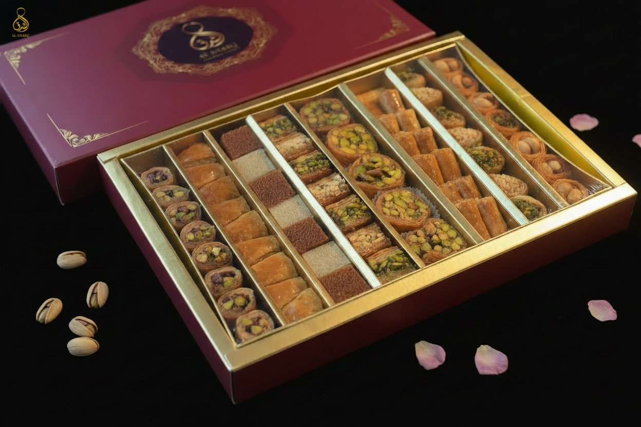 Rote Geschenkbox 1000g – Offen seitlich mit Logo