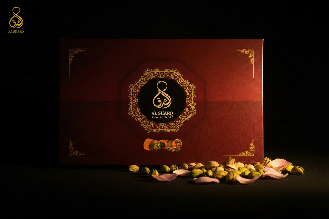 Geschenkbox 1000g Pistazie – Geschlossen mit Logo
