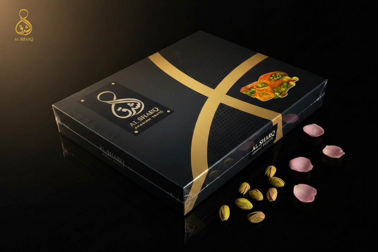 Al Sharq Baklava Box 500g – Geschlossen mit Logo