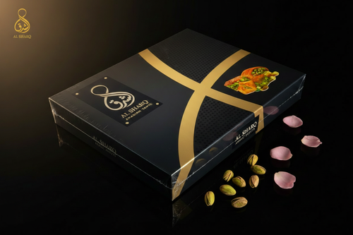 Al Sharq Baklava Box 500g – Geschlossen mit Logo