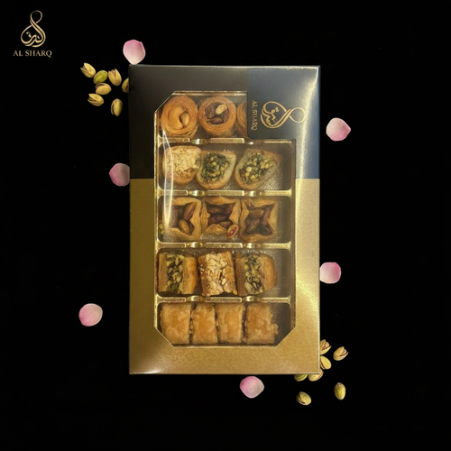 Al Sharq Baklava Box 250g – Draufsicht mit Logo