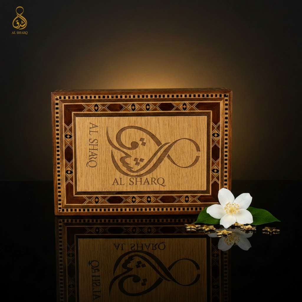 AL SHARQ Holzbox – Reflektierend mit Logo