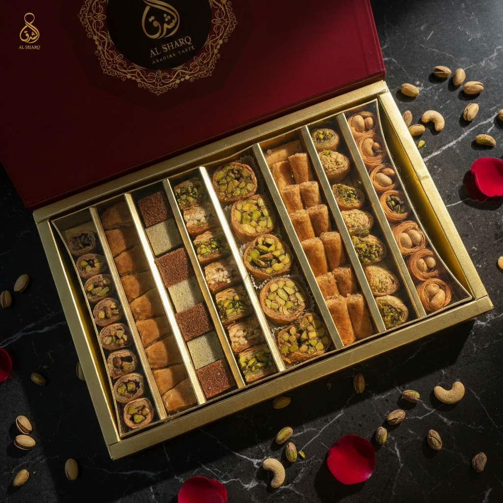 Rote Geschenkbox 1000g – Draufsicht mit Logo